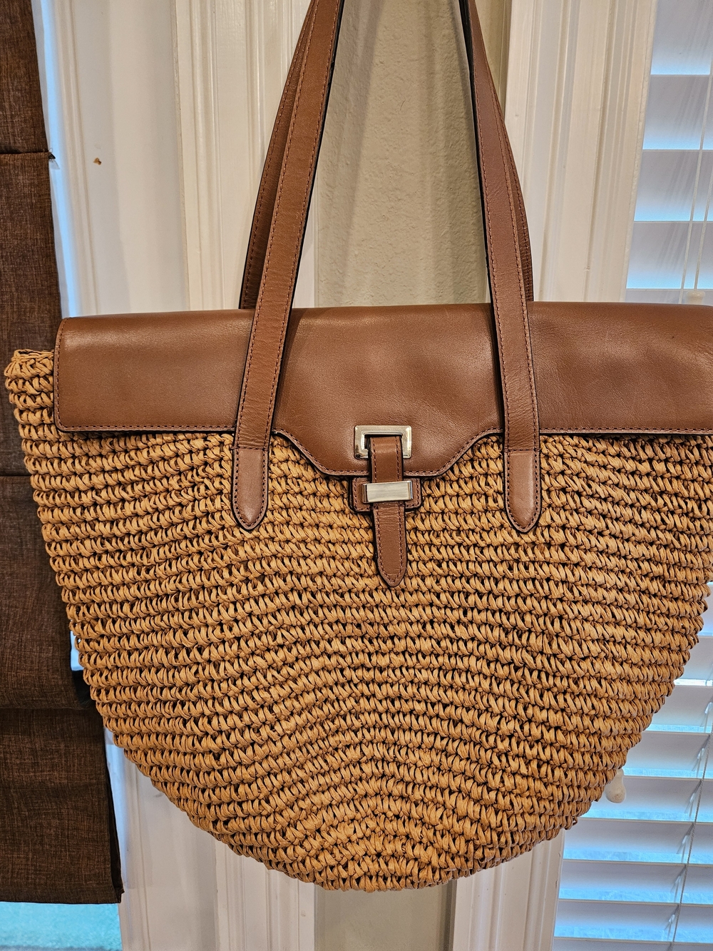 Michael Kors Tan and Brown Woven Tote Shoulder Bag